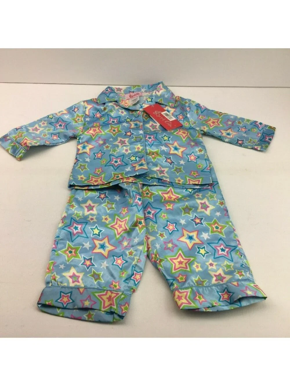 Gyrl Co Girls Button Down Shirt 2pc Pajama Night Set Outfit Blue Stars Size 4